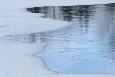 Bir buz deseninin soyut kış manzarası, Doster Gölü, Michigan, ABD