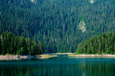 Karadağ 'ın başkenti Durmitor' daki güzel Kara Göl (Crno jezero) manzarası