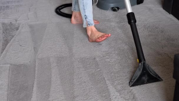 用吸水吸尘器清洁软垫地毯 现代家政用具 — 图库视频影像