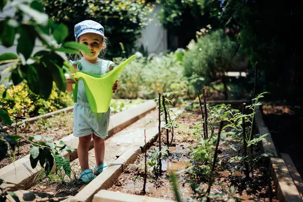 스러운 카메라를 사이에 있습니다 식물을 돌보는 정원사 도우미 로열티 프리 스톡 사진