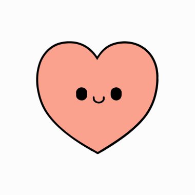 kalp kawaii çizgi film vektör tasarımı