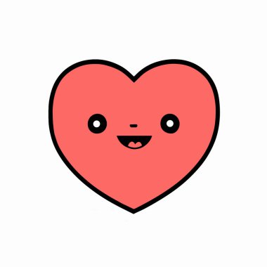 Sevimli karikatür kalp karakteri çizimi