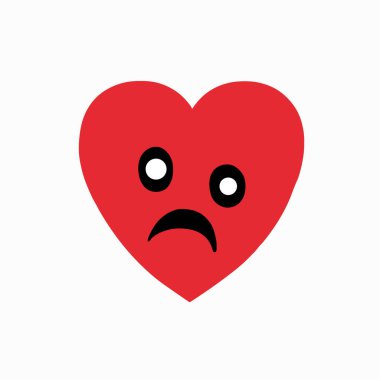 Kırmızı kawaii kalp, Vektör illüstrasyon