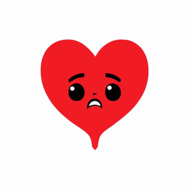 Kırmızı kawaii kalp, Vektör illüstrasyon