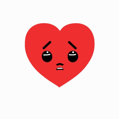 Kırmızı kawaii kalp, Vektör illüstrasyon