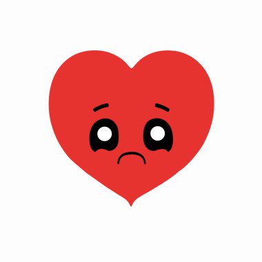 Kırmızı kawaii kalp, Vektör illüstrasyon