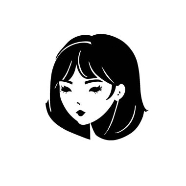 Güzel yüzlü bir kadının vektör çizimi