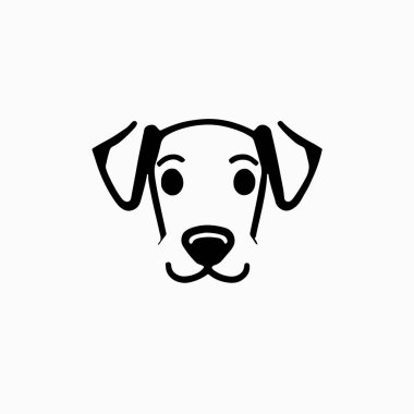 Şirin köpek ikonu, evcil hayvan sembolü, siyah beyaz.
