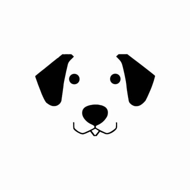 Şirin köpek ikonu, evcil hayvan sembolü, siyah beyaz.