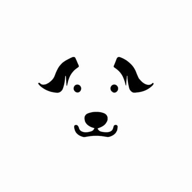 Şirin köpek ikonu, evcil hayvan sembolü, siyah beyaz.