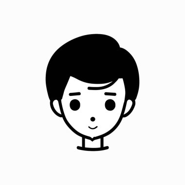 Beyaz arka planda sevimli çocuk baş karakter ikonu. vektör illüstrasyonu