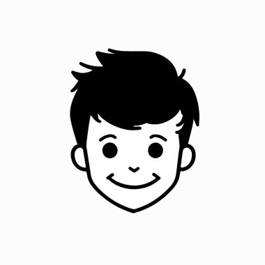 Beyaz arka planda sevimli çocuk baş karakter ikonu. vektör illüstrasyonu