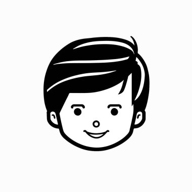 Beyaz arka planda sevimli çocuk baş karakter ikonu. vektör illüstrasyonu