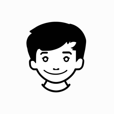 Beyaz arka planda sevimli çocuk baş karakter ikonu. vektör illüstrasyonu