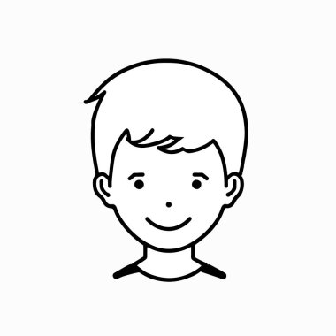 Beyaz arka planda sevimli çocuk baş karakter ikonu. vektör illüstrasyonu