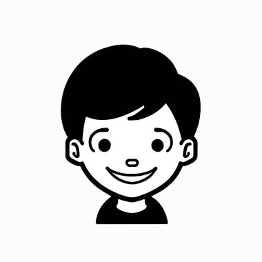 Beyaz arka planda sevimli çocuk baş karakter ikonu. vektör illüstrasyonu