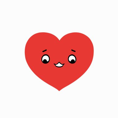 Mutlu, sevimli, gülümseyen kalp karakteri çizimi