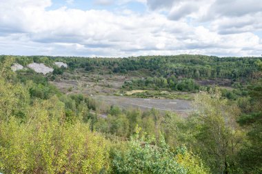 Grube Messel Unesco heritage site at Messel landscape overview aerial, Darmstadt, Germany