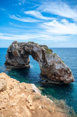 Ünlü rock Es Pontas, Majorca, dikey çekim, Mallorca İspanya