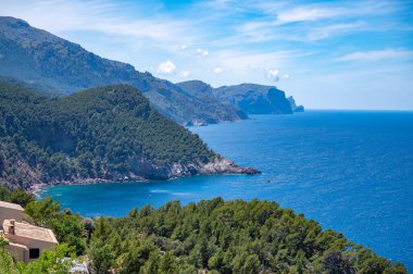 Serra de Tramuntana Sahil Hattı Ma-10 yolu, deniz ve dağ sırasının Mayorka manzarası, Mallorca