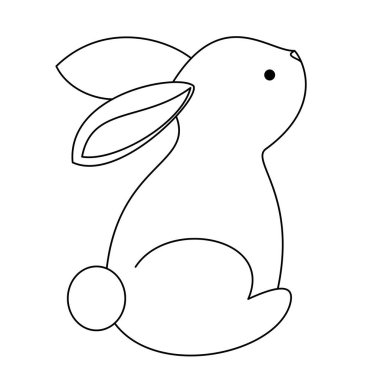White rabbit sitting and look at something in the air illustration design on white background.