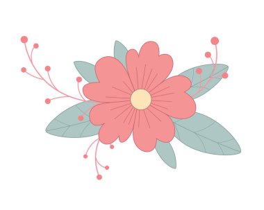 Dekorasyon için pastel renkte güzel çiçek grafik element tasarımı.