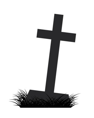 Cadılar Bayramı için eski mezar taşı ve çimen grafik tasarımı.