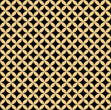 Klasik altın ve siyah renklere sahip geleneksel Japon kusursuz desen çizimi.