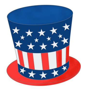 4 Temmuz için beyaz arkaplanda suluboya tarzında Amerikan silindir şapkası.