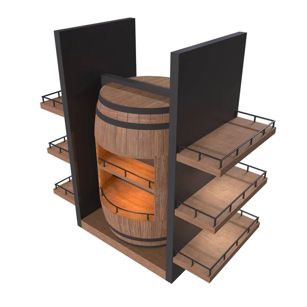 Rendering Whiskey Barrel Stand — Stockfoto