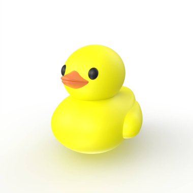 Beyaz zemin üzerine sarı ördek oyuncak