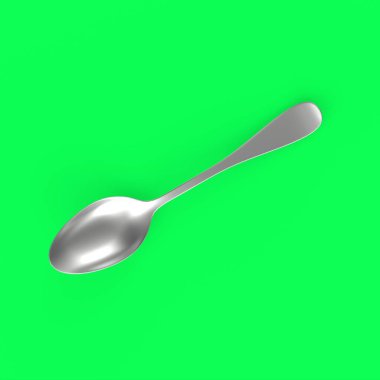 green plastic spoon on a blue background