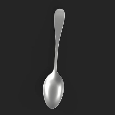 3d render of a fork with a spoon on a black background