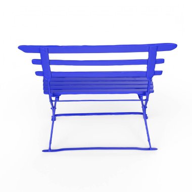 Beyaz arkaplanda izole edilmiş mavi ahşap sandalye