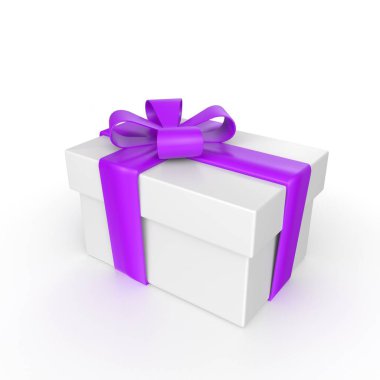 Beyaz zemin üzerinde yay izole hediye kutusu