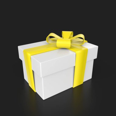 gift box with gold bow on black background