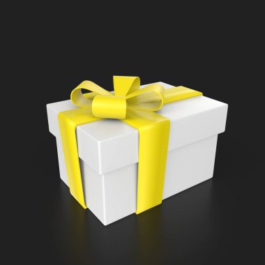 gift box with gold bow on black background
