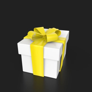 siyah arka plan üzerine izole fiyonklu hediye kutusu