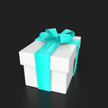 siyah arka plan üzerine izole fiyonklu hediye kutusu