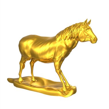 golden gold statuette of the dog, 3d rendering.