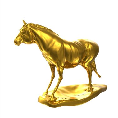 Beyaz arka planda izole edilmiş altın at