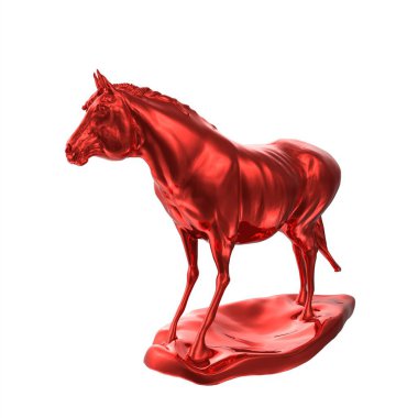 Kırmızı at beyaz arkaplanda izole edildi