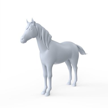 Arka planda izole edilmiş beyaz atın 3D görüntülemesi