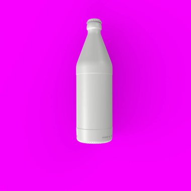 green bottle of water icon isolated on purple background. minimalism concept. 3d illustration.