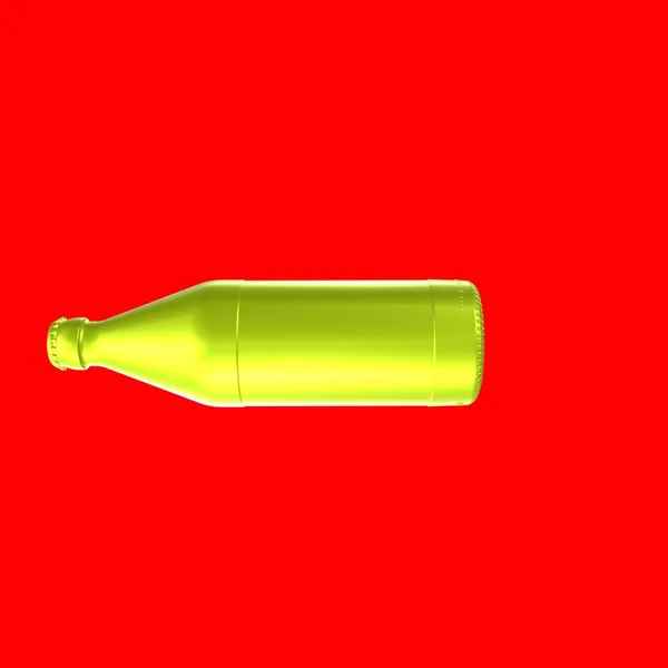 red plastic bottle of water on a green background