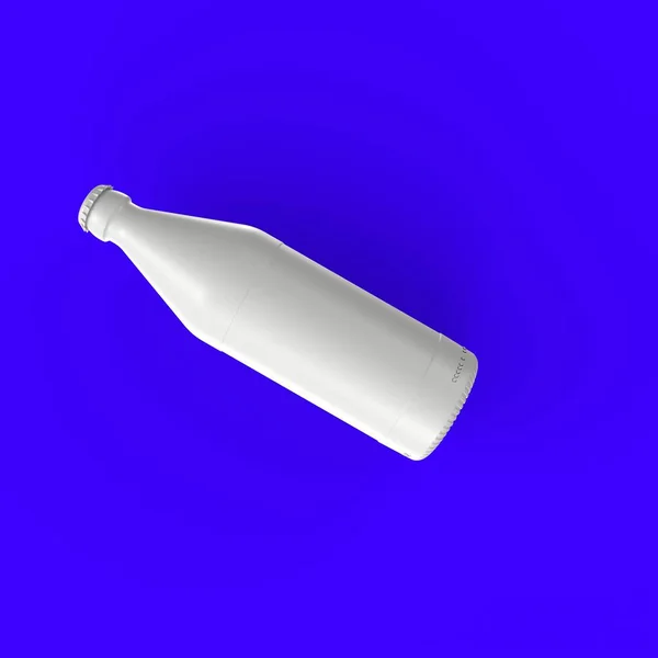 blue plastic bottle for water on a green background. 3d rendering