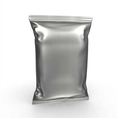 blank white foil bag isolated on a transparent background. 3d illustration