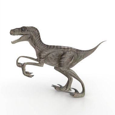 Beyaz arkaplanda izole edilmiş bir dinozorun 3D görüntülemesi