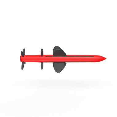 3d rendering of a red rocket isolated on white background