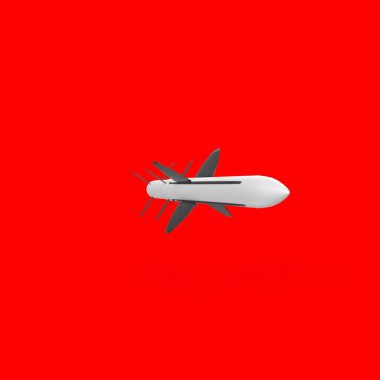 red airplane flying in the sky. 3d illustration